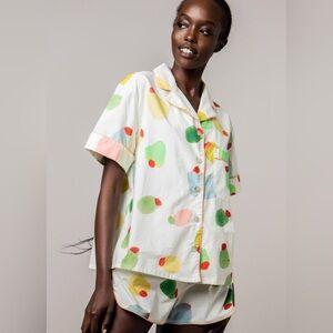 Rachel Antonoff Olive Martini Pajama Top Size S Boxy Lounge Spring Summer Vacay